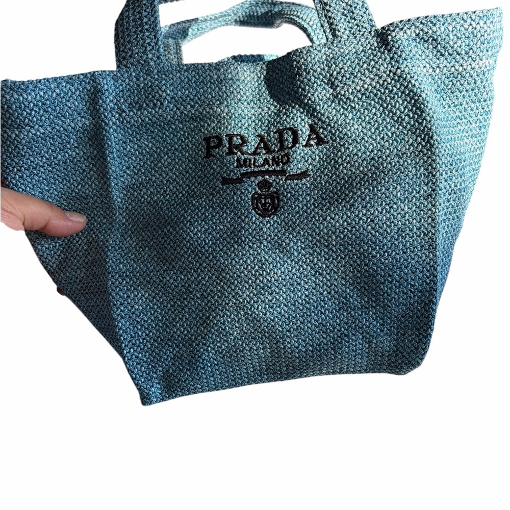 Prada Mini Raffia Tote Bag – Light Blue – GWP (Gift With Purchase) - Picture 10 of 12